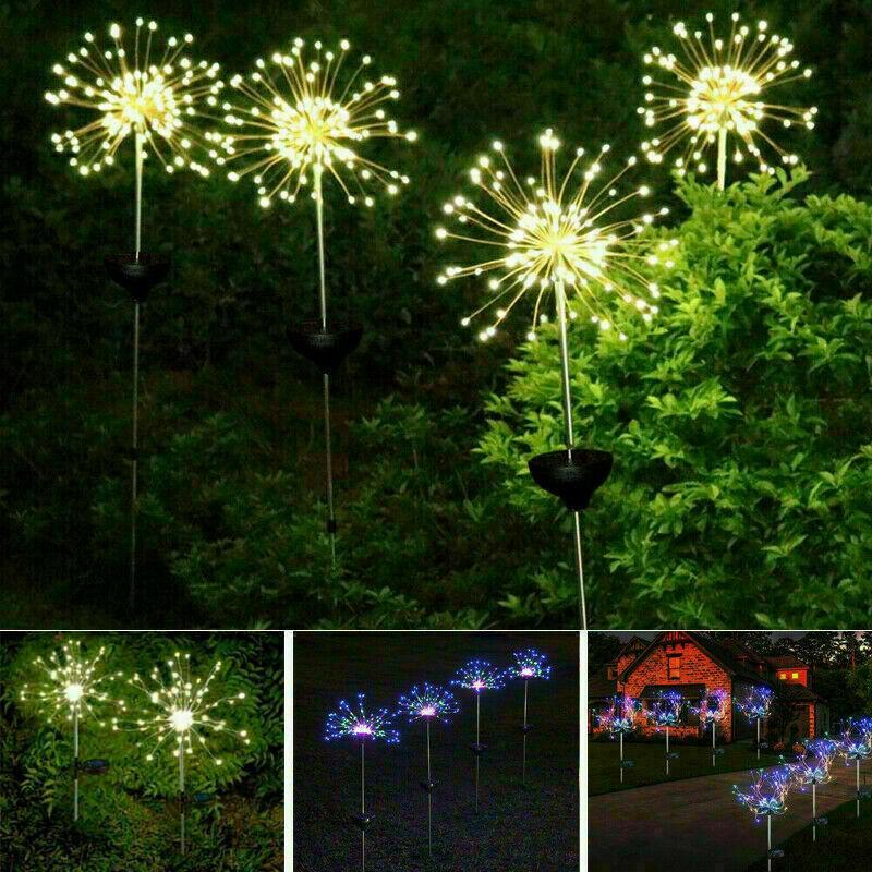 150LED Солнечные садовые фонари Наружные солнечные фейерверки Солнечные фонари Колья из медной проволоки Пейзажные фонари для тропинок на заднем дворе Рождественские украшения