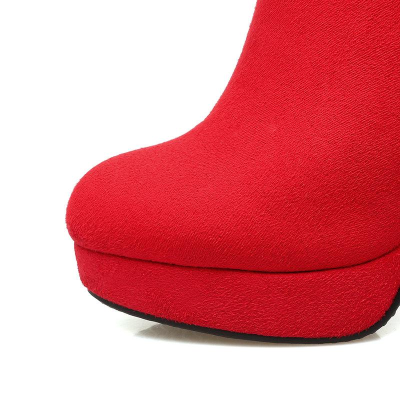 Размер 34-43 Новейшие 2025 Сапоги до колена Женские Модные сапоги до икры из искусственной замши Платформа Квадратный каблук Женские Зимние сапоги
