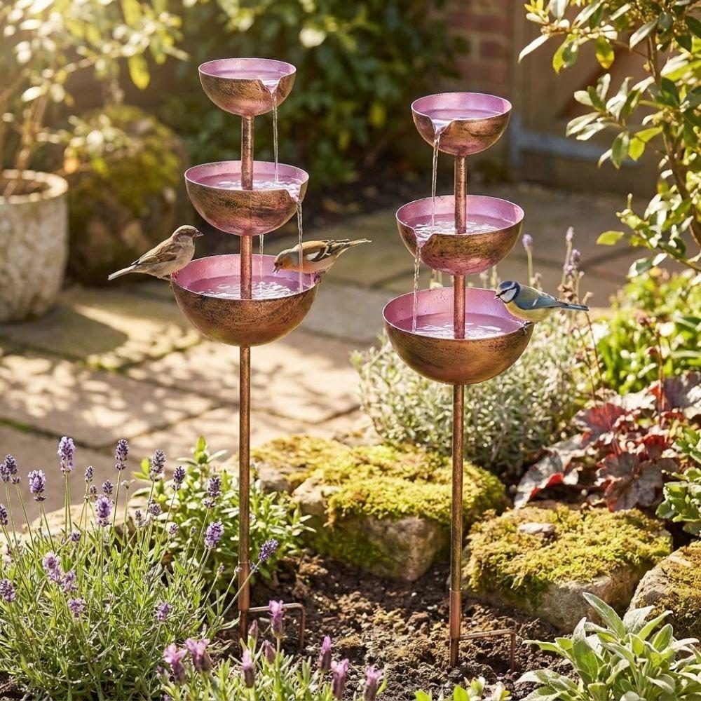 Three-layer Bowl 3-Tiered Bird Bath Handmade Bird Water Bowls Birdbath Stand Outdoor Yard
