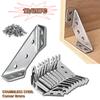 10/20Pcs Corner Brackets Stainless Steel Furniture Angle Shelf Connector Cabinet Support Fixing Frame Corner Brace with Screw