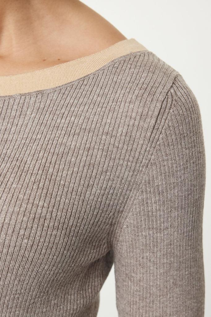 Женский модный стильный свитер с норковым воротником и детальным трикотажным свитером