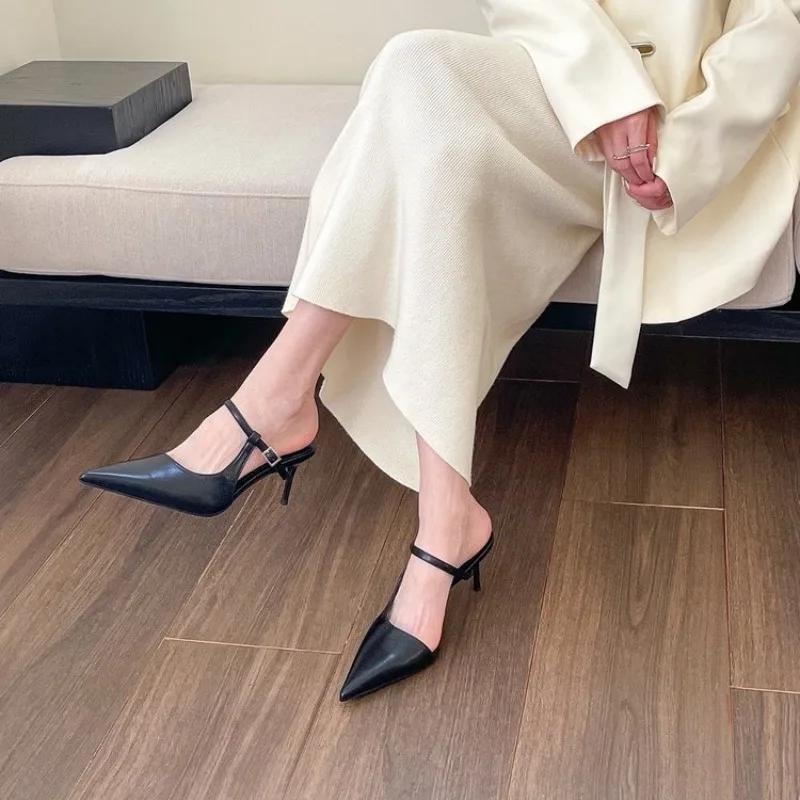 Новые шикарные босоножки-лодочки с острым носком и шпильками, женские элегантные туфли на высоком каблуке с пряжкой и ремешком для вечеринки
