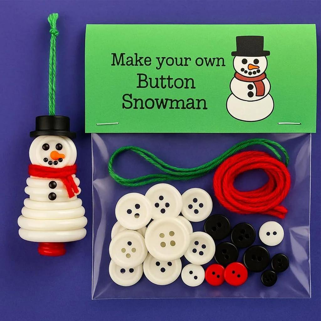 DIY 4pcs Christmas Button Ornament Making Kit Christmas Snowman/Santa Claus/Christmas Tree/Angel Button Pendant Making Set