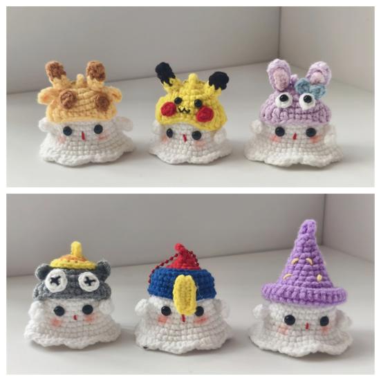 Хэллоуин Крючком Призрак Орнамент Милый Ручной Работы Вязаный Лягушка/Кот/Паук/Клубника Призрак Подвесное Украшение для Зеркала Заднего Вида Автомобиля