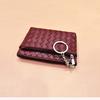 Ladies Simple Fashion Woven Pattern Zipper Wallet Women Portable Mini Coin Purse Bank Credit Card Holder ID Pouch with Keychain