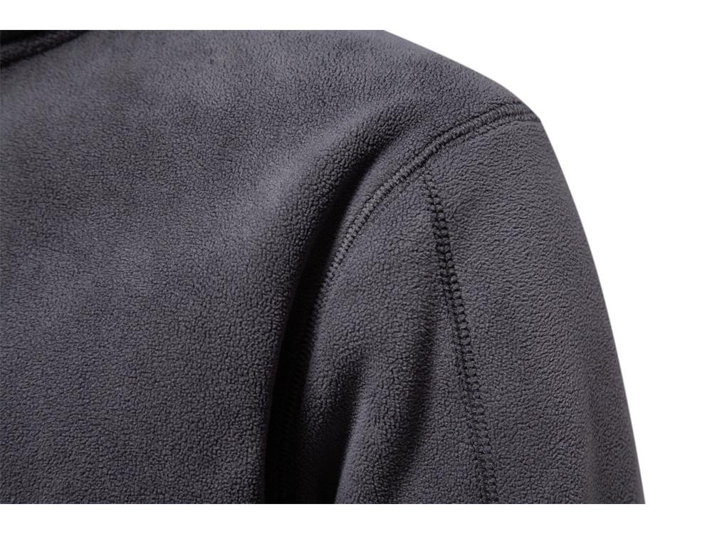 Мужской флисовый свитшот с воротником-стойкой и молнией до середины - Осенне-зимний универсальный тренд с длинным рукавом