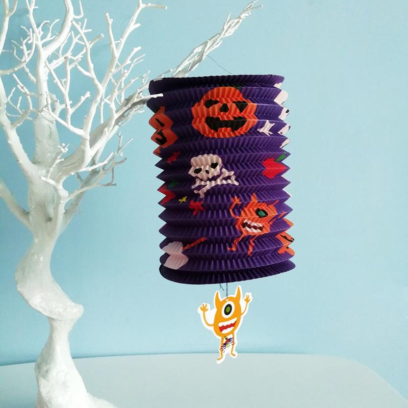 Halloween Accordion Lantern – Foldable Paper Pumpkin Light Decoration for Party, Haunted House & Bar | Creepy Hanging Ornament, Easy Storage