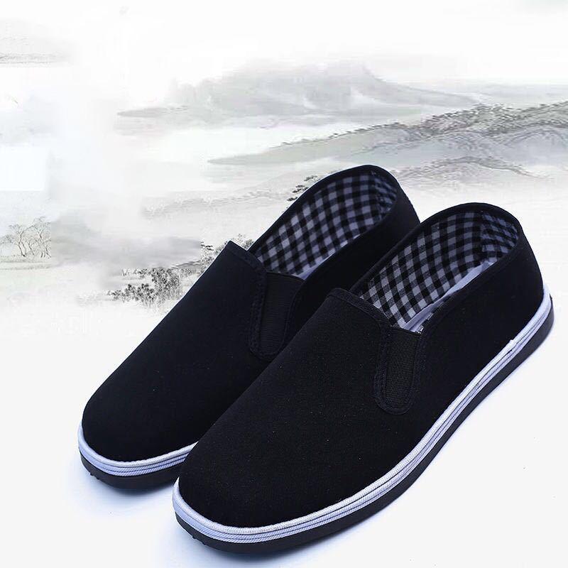 Унисекс Весна Дышащая Толстая Уличная Обувь Старый Пекин Черная Ткань Мужская Повседневная Осенняя Мягкая Подошва Одиночные Рабочие Туфли Женские Слипоны 36-45