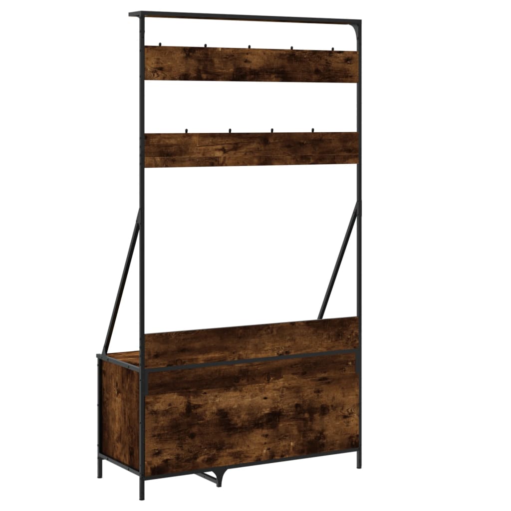 Clothes Rack with Shoe Shelf Smoked Oak Finish 100 x 41 x 184 cm