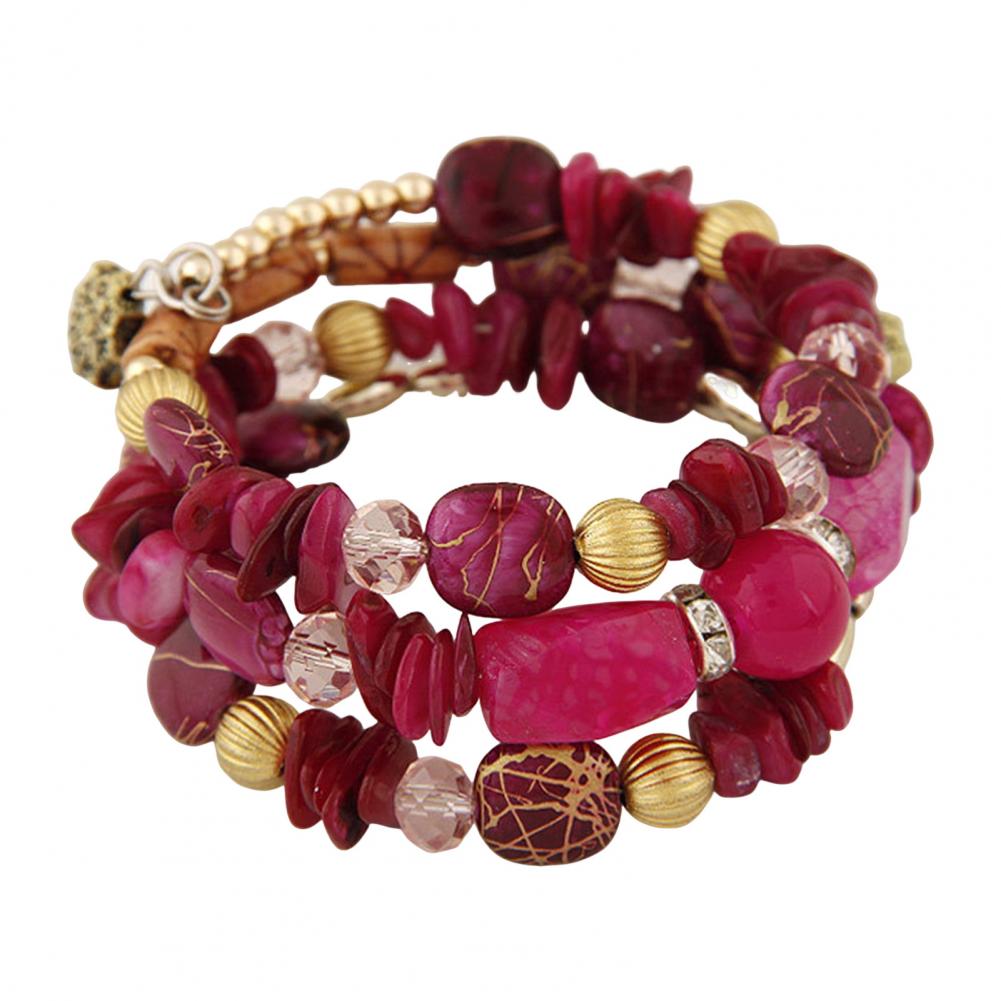 Богемский браслет Богемский многослойный браслет из камней с регулируемым эластичным шнуром Унисекс Ретро этнические украшения на запястье с изображением