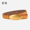 Women's Fashion Oval Gold Color Alloy Buckle Genuine Leather Waist-Cinching Belt Female Cummerbund Coat Waistband Narrow Belts
