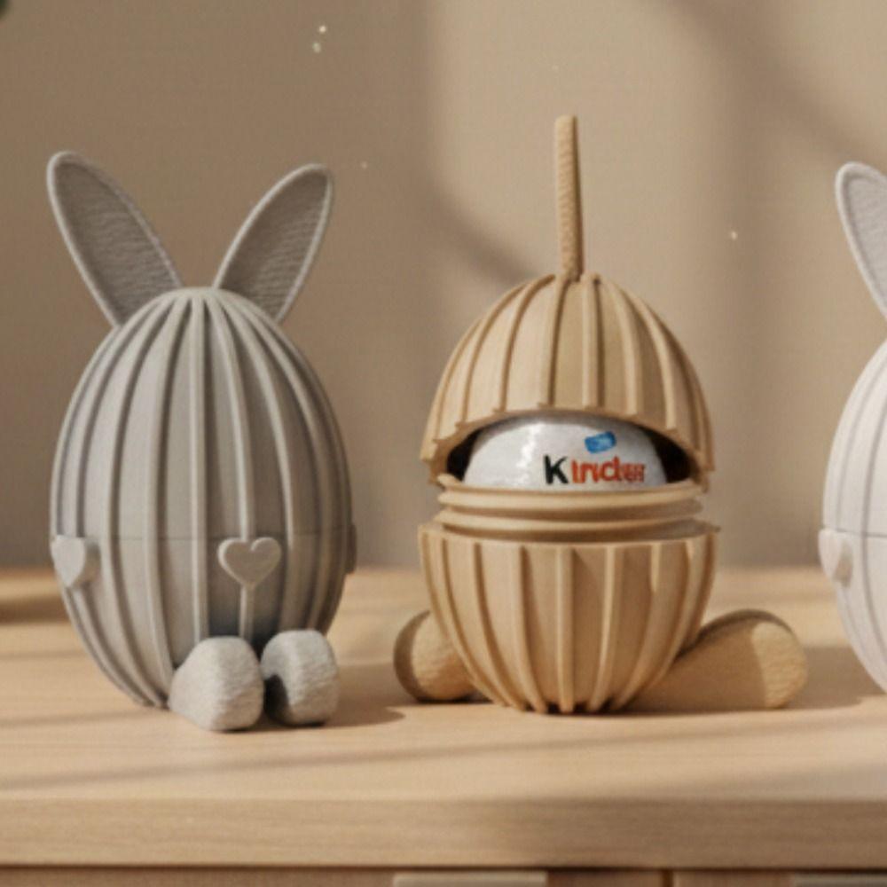 Новая Подарочная Коробка в Виде Сидящего Пасхального Яйца, 3D-Печать из PLA, Подставка для Пасхального Яйца, Мультяшный Милый Кролик, Пасхальные Украшения, Декор для Дома