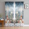 Christmas And Winter Snowman Curtains For Living Room Bedroom Home Decoration Window Voile Tulle Curtain Drapes