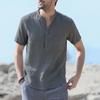 Мужская футболка из хлопка и льна с короткими рукавами, пляжная, повседневная, уличная, облегающая, легкая, дышащая, топы
