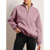 Autumn and Winter Sports and Leisure Women's Zipper Pockets Pullover Stand-up Collar Long-sleeved Sweatshirt