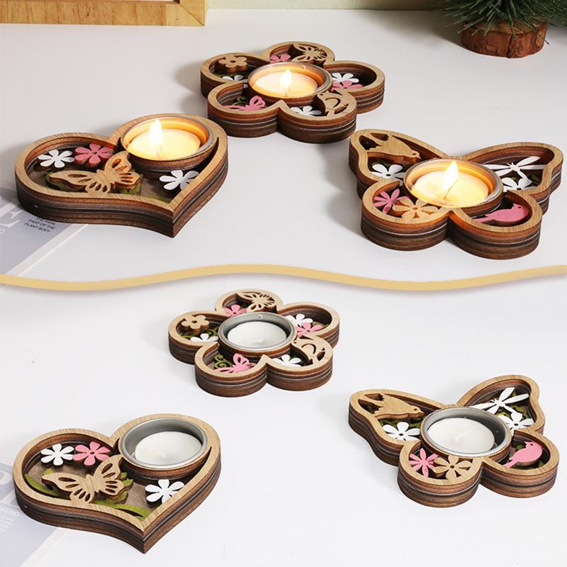 Деревянный декоративный подсвечник в форме бабочки в стиле ретро с узором для резьбы по дереву для гостиной, уникальное украшение