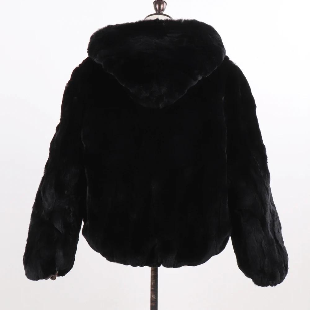 Новые женские 100% натуральные пальто с капюшоном из меха кролика Рекс, зимние русские женские теплые куртки из натурального меха кролика Рекс, горячее пальто из натурального меха