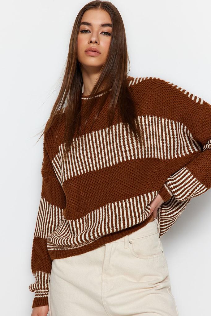 Женский свитер в элегантном стиле, трикотаж с цветными блоками, свитер