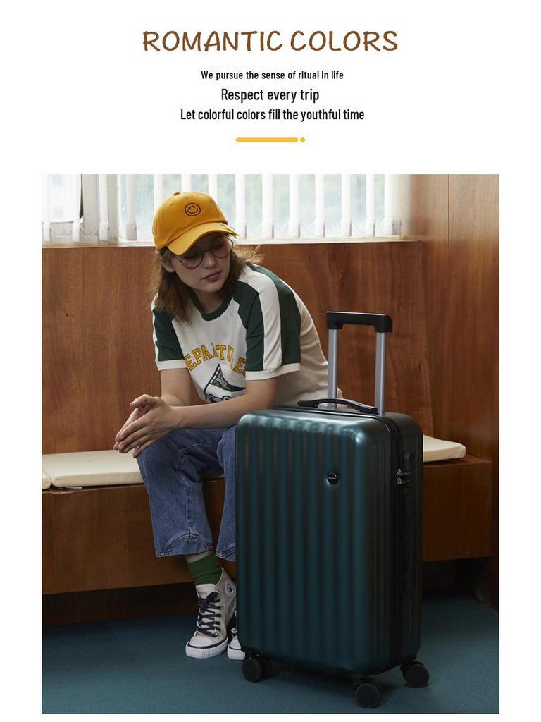 Stylish Japanese Suitcase: Durable, Universal-Wheel Trolley for Men & Women, Leather Finish, Perfect for Students.