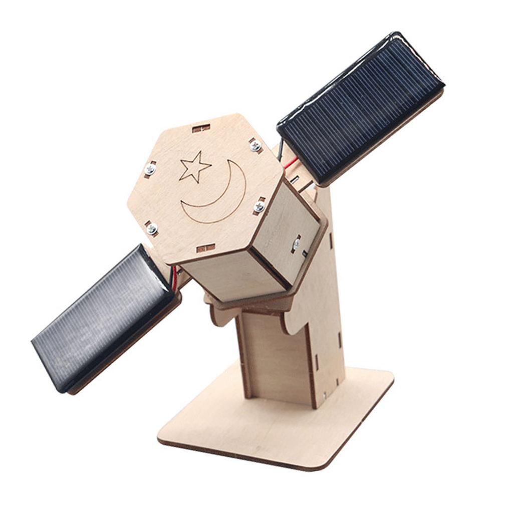 Kids 3D Wooden Puzzles Solar Power STEM Toy DIY Space Satellite Model Craft Educational Science Building Kit