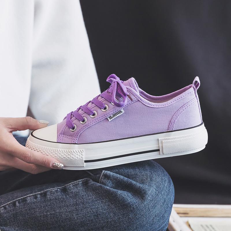 Женские весенние корейские парусиновые кроссовки на толстой подошве