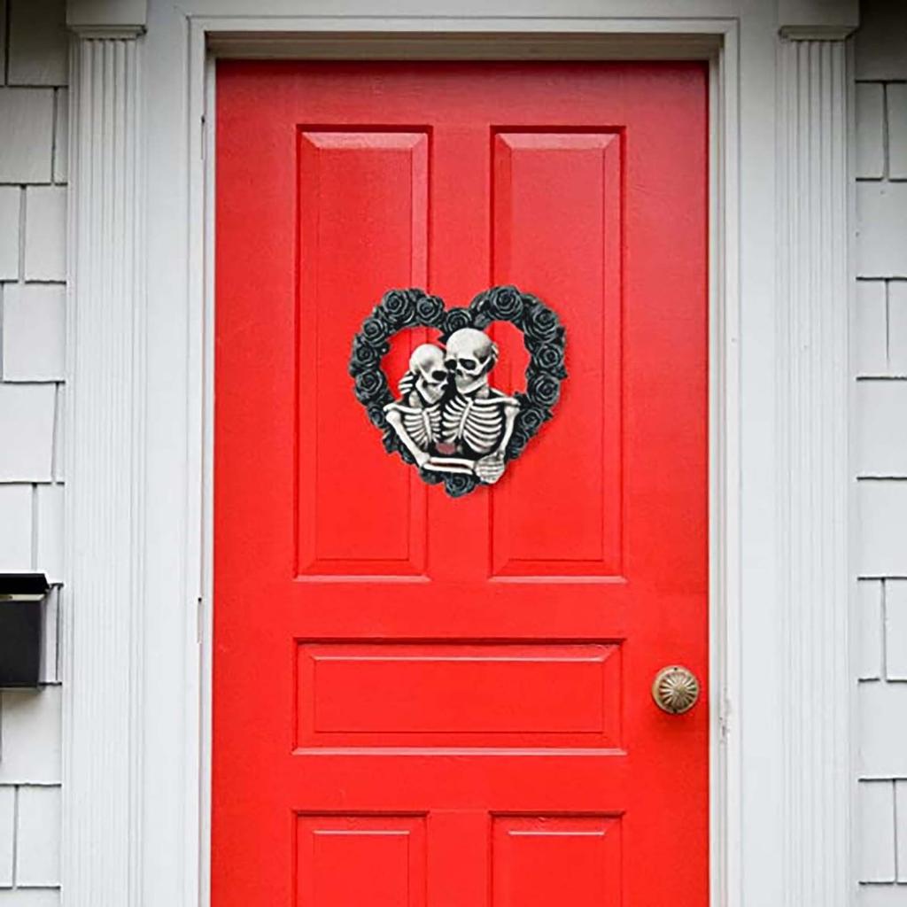 Хэллоуин Скелет Пара Дверной Знак Черная Роза Кулон Декоративный Дверной Знак