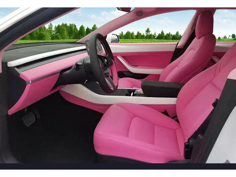 Розовая алькантара - обновление интерьера для Tesla: Персонализированный многоцветный дизайн