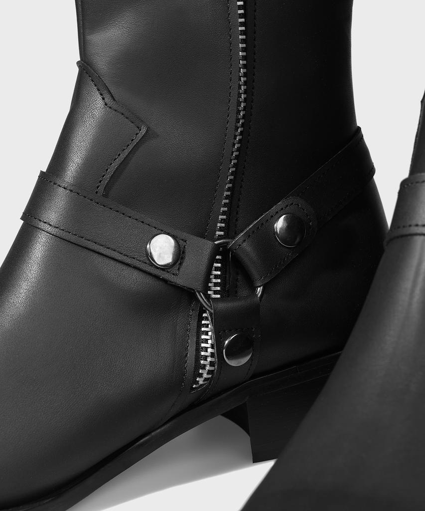 Firenze Atelier Slim Toe Velcro Pull-Up Leather Zip-Up Boots 3344 [Matt Black]