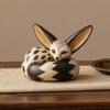 Indoor Tabletop Ornament Set Fox Figurine Sitting Resting Pose, Wood Carved Style Resin Animal Statue, Thoughtful Nature Lover Gifts Desktop