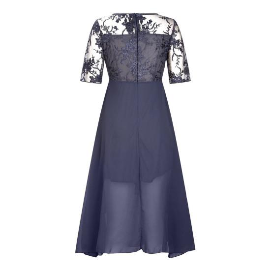 Женское платье миди с цветочным кружевом, летнее шифоновое платье-халат с круглым вырезом, длинное коктейльное вечернее платье для гостей на свадьбе, подружек невесты