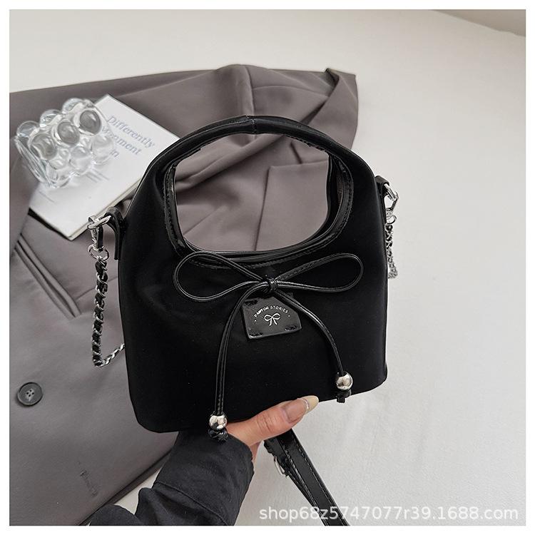 Gentle and Sweet Strap Bow Handbag 2025 Summer New Korean Light Luxury Niche Shoulder Messenger Bag