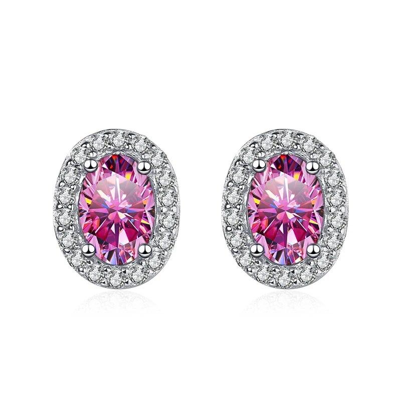 Классический дизайн, серьги-гвоздики с муассанитом 1 карат для женщин, серебро S925, овальной формы, ювелирные украшения для вечеринки, юбилея