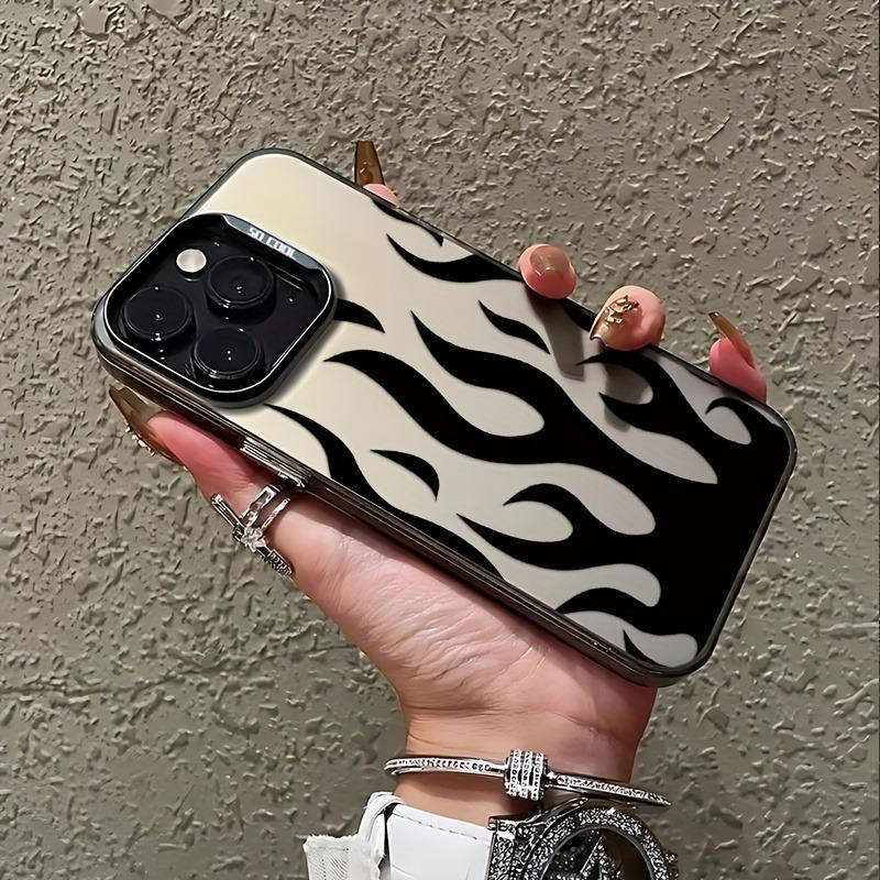 Черный чехол для телефона с дизайном в виде пламени, подходит для iPhone 17 16 15 14 13 12 11 Pro/Max/Plus, противоударная задняя крышка