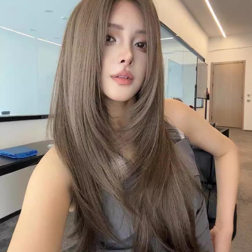 Seamless Fluffy Long Straight Hair Full Head Wig Set for Women