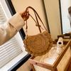 Summer Trendy Weaving Exquisite Handbag Fashionable and Simple Knitted Saddle Bag Essential for Beach Vacation Hawaii