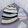 New Striped Autumn and Winter Warm Ear Protection Knitted Rabbit Fur Korean Version of Bucket Fisherman Hat