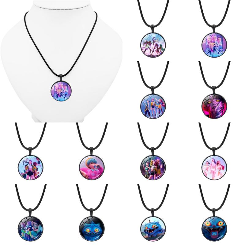 K-pop Охотник на демонов Ожерелья круглой формы Кулон с рисунком аниме-мультяшного персонажа Модное ожерелье идола Ювелирные изделия Подарки для фанатов