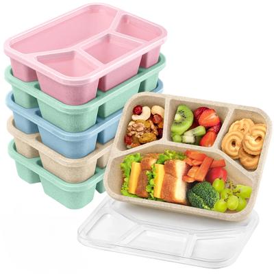 Bento Ланч-бокс с 4 отделениями, контейнеры для приготовления еды, ланч-бокс для детей, прочные многоразовые контейнеры для хранения еды без BPA, школы