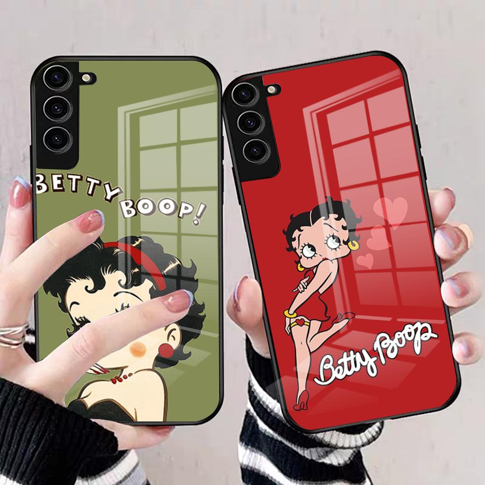 Чехол Betty Beautiful B-boop для Samsung S25 Edge Ultra S23 S22 S21 S20 Ultra Plus S24 Fe A54 A53 A25 Стеклянная крышка