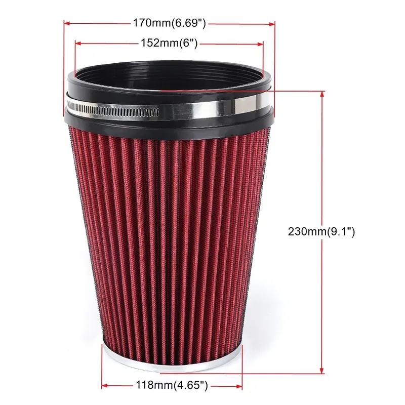 152mm Car High Flow Cold Air Intake Air Filter Power Inlet System Mushroom Head Air Cleaner 6 inch Universal
