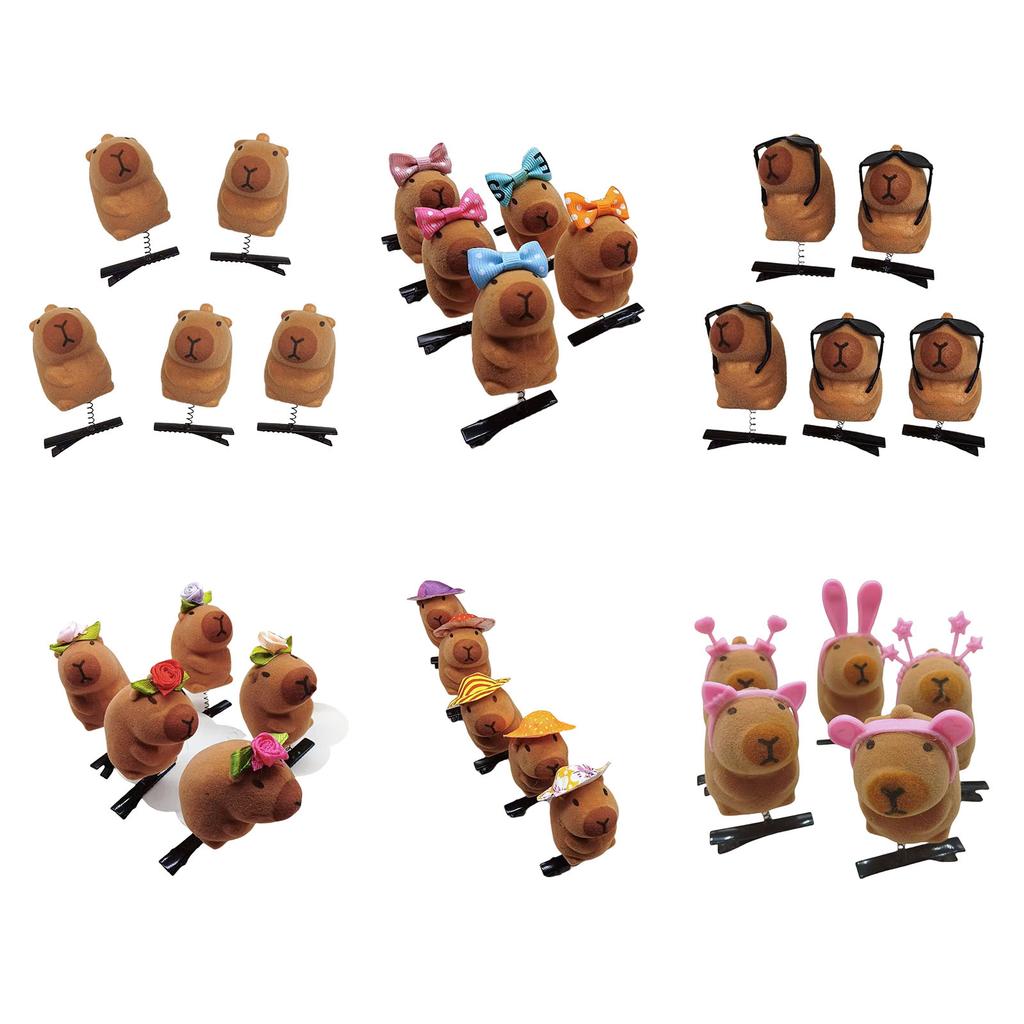 Упаковка из 5 мультяшных 3D-заколок для волос в виде капибары, модные заколки для волос в виде животных, аксессуары для волос, подарок для девочек и женщин
