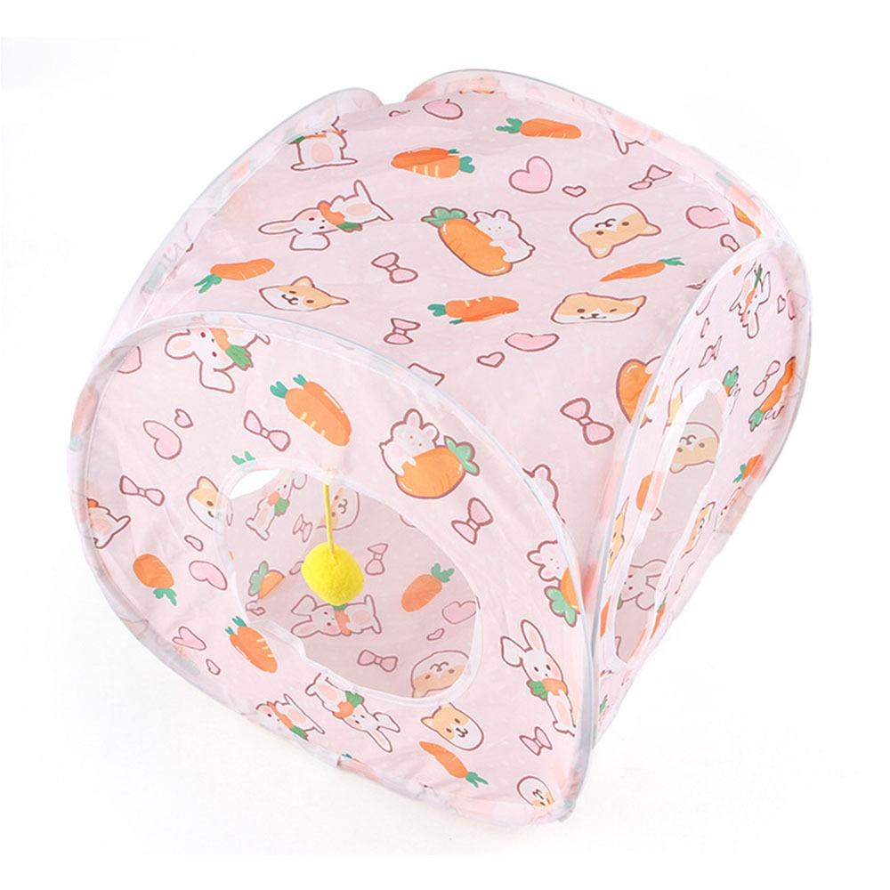 Printed Cat Play Tunnel Foldable Cat Channel Universal Cat Tent Nest Interactive Fun Toy