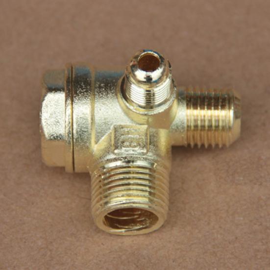 Air Compressor Check Valve 3-Way Easy Installation Copper/Zinc Alloy Male Threaded Unidirectional Check Valve Pipe Fitting for Air Compressor