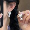 Простые серебряные серьги-пусеты с жемчугом в виде лотоса, модные, изысканные, в стиле легкой роскоши, с ушным крючком, для женщин с индивидуальным темпераментом, с высоким чувством стиля