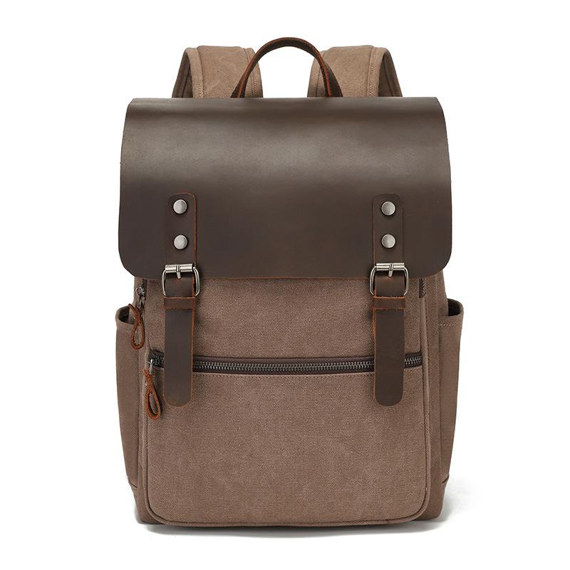 Men's and Women's Backpacks Retro Shoulder Travel Bag Computer Travel Bag Waxed Canvas Schoolbag