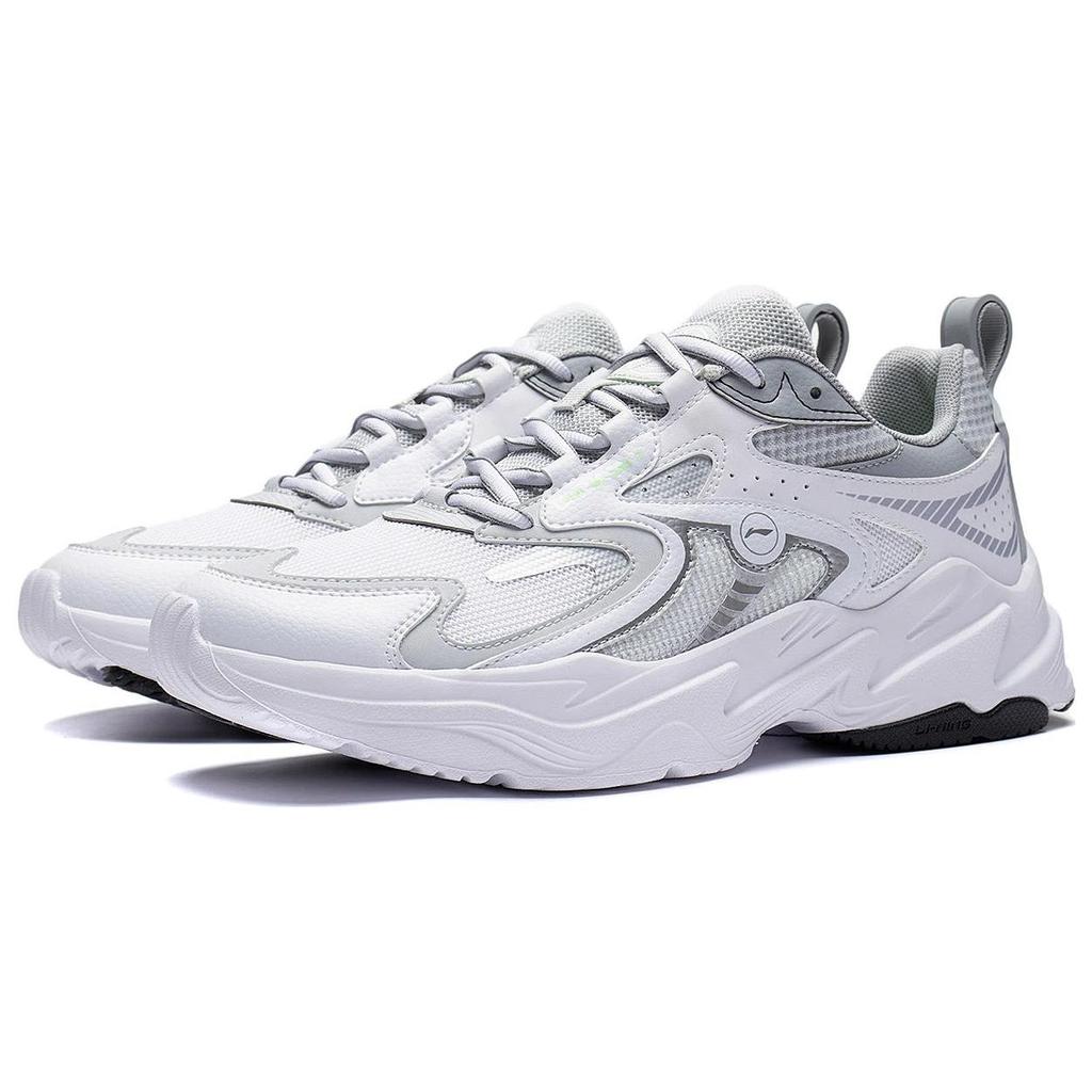 Li Ning Meteor Non-Slip Shock Absorbing Durable Low-Top Running Shoes Men Sneakers White Gray ARXT009-4
