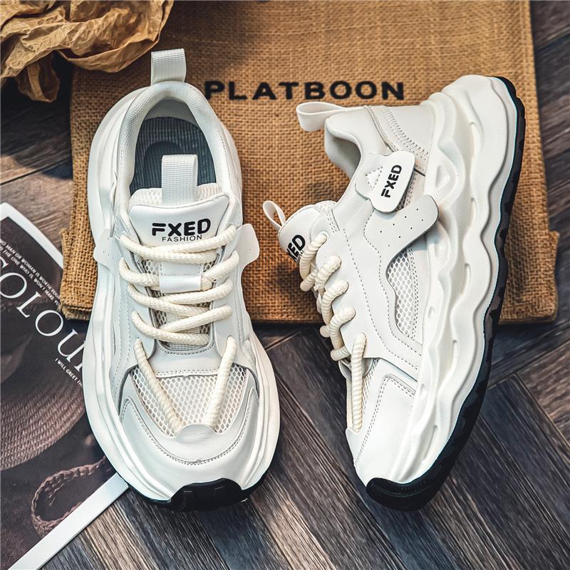 New ModelMen'S Shoes Summer Mesh Breathable Sports Shoes Youth Platform Heightening Casual Trendy Shoes Little White Shoes Versatile Dad Shoes