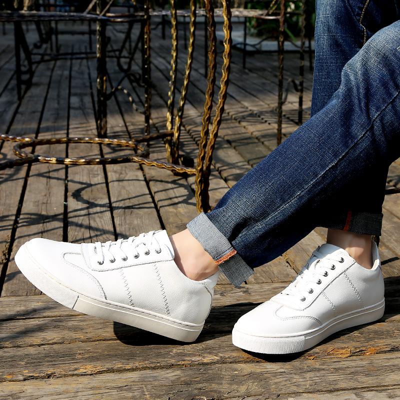 Белые кроссовки мужские из натуральной кожи, увеличивающие рост, обувь для увеличения роста, высокие туфли, стелька 6 см