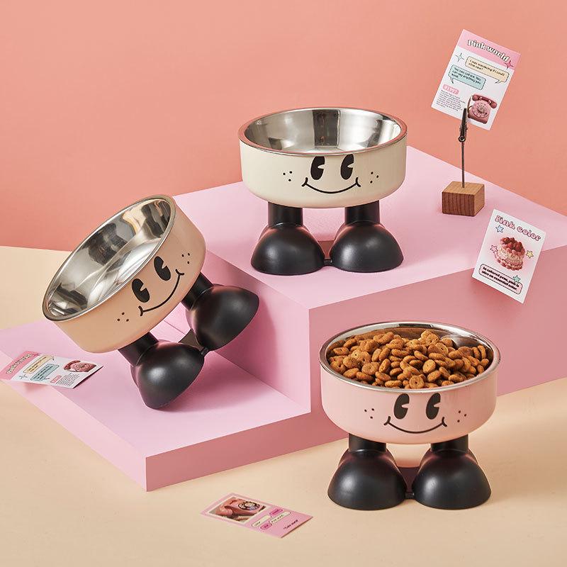 Приподнятая миска из нержавеющей стали для домашних животных с защитой от опрокидывания для кошек и собак
