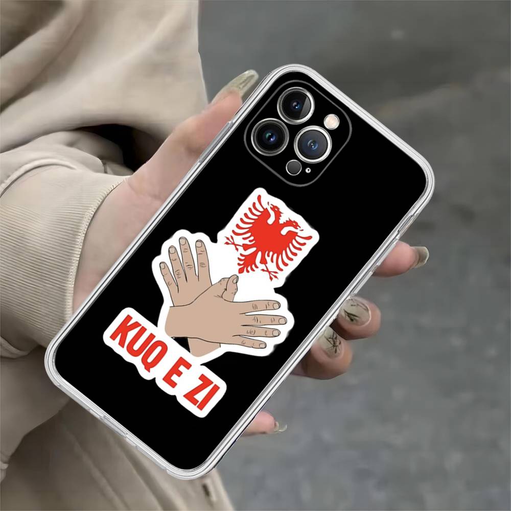 Albanian Flag Map Transparent Phone Case For IPhone 16 15 14 13 12 11 Pro Max Plus Soft Cover